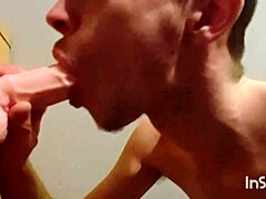 Gay boy young gay joe screwball giving his fashionable vibrator a deepthroat